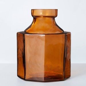Octagonal Amber Glass Bottle Vase